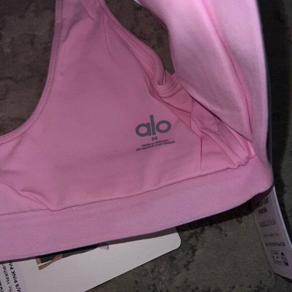 Alo Yoga Airbrush High-Waist Heart Throb Leggings & Bra Pink Set - Picture 7 of 9